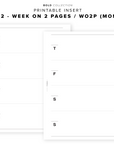 PR96 - V2 Week on 2 Pages / WO2P - Printable Insert