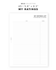 PR188 - My Ratings - Printable Insert