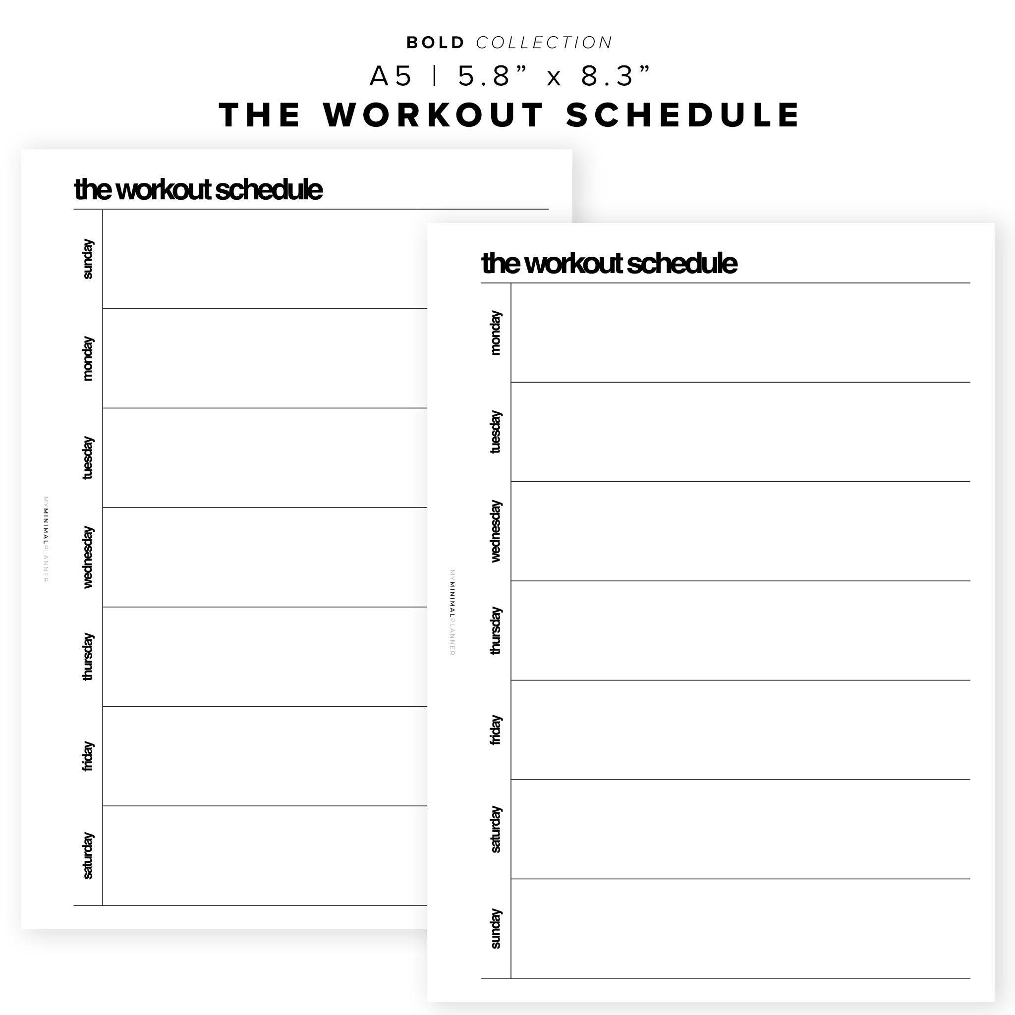 PR149 The Workout Schedule Printable Insert My Minimal Planner