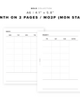 PR106 - Month on 2 Pages / MO2P - Printable Insert