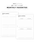 PR83 - Monthly Favorites - Printable Insert
