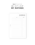 PR188 - My Ratings - Printable Insert