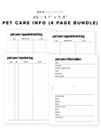 PR178 - Pet Care Information - Printable Insert