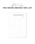PR192 - The Never Ending TBR List - Printable Insert