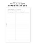 PR100 - Appointment Log - Printable Insert