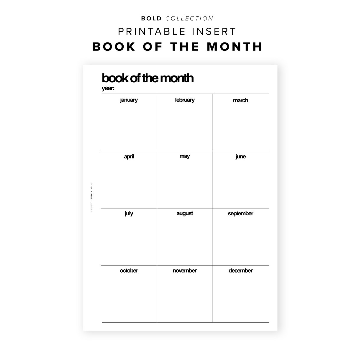 PR161 - The Book Log - Printable Insert – My Minimal Planner