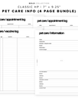 PR178 - Pet Care Information - Printable Insert