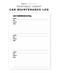 PR150 - Car Maintenance Log - Printable Insert