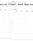 PR106 - Month on 2 Pages / MO2P - Printable Insert