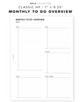 PR90 - Monthly To Do Overview - Printable Insert