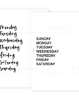 PRD71 - Days of the Week Dashboard - Printable Dashboard