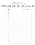 PR28 - Appreciate Each Day / One Line A Day - Printable Insert