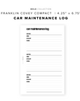 PR150 - Car Maintenance Log - Printable Insert