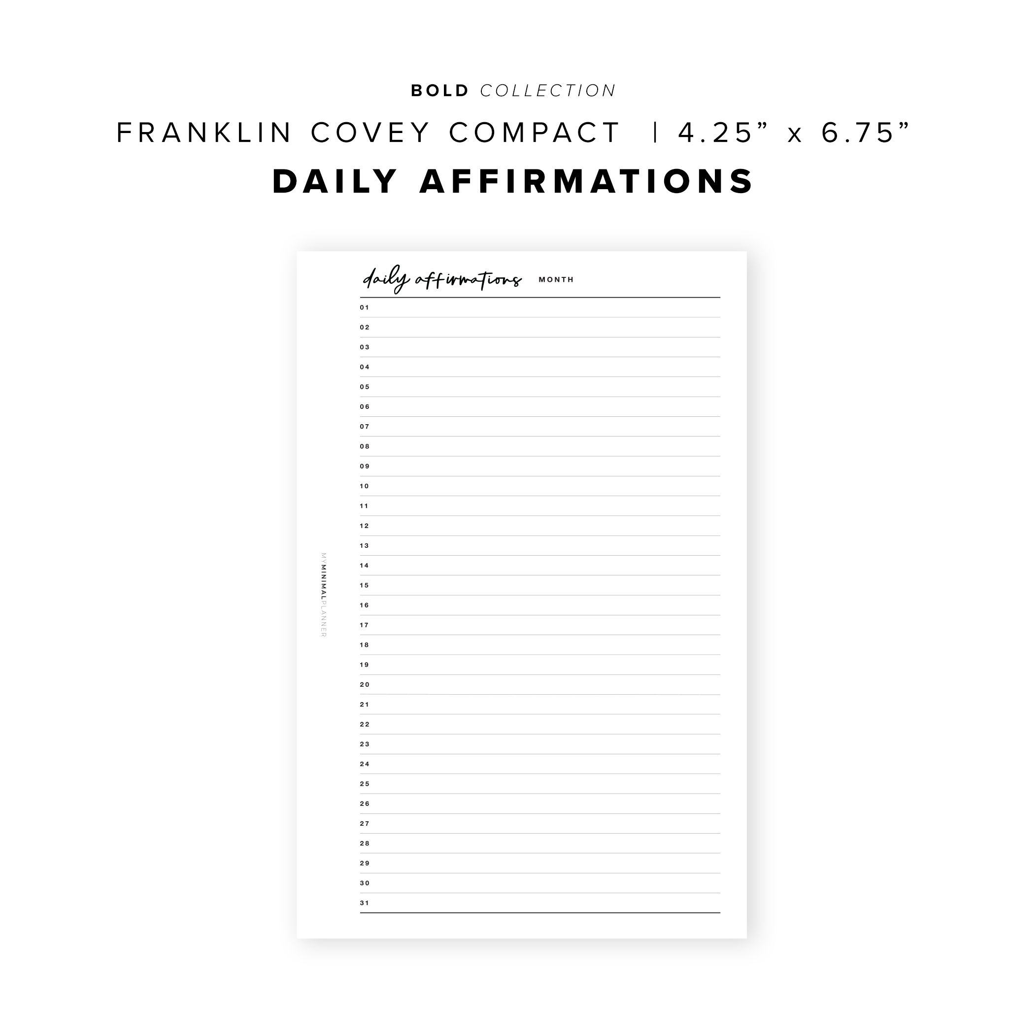 PR116 - Daily Affirmations - Printable Insert