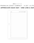 PR28 - Appreciate Each Day / One Line A Day - Printable Insert