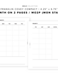 PR106 - Month on 2 Pages / MO2P - Printable Insert