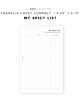 PR189 - The Spicy List - Printable Insert