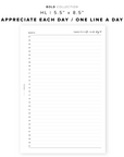 PR28 - Appreciate Each Day / One Line A Day - Printable Insert