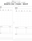 PR91 - Month on 1 Page / MO1P - Printable Insert