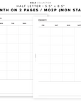 PR106 - Month on 2 Pages / MO2P - Printable Insert