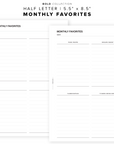 PR83 - Monthly Favorites - Printable Insert