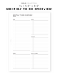 PR90 - Monthly To Do Overview - Printable Insert