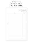 PR188 - My Ratings - Printable Insert