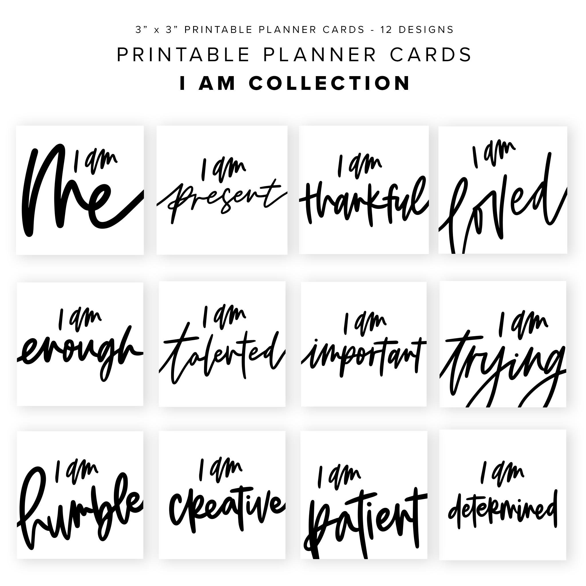 PPC02 - I AM - Printable Planner Cards
