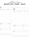 PR91 - Month on 1 Page / MO1P - Printable Insert