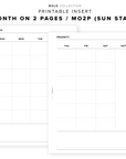 PR106 - Month on 2 Pages / MO2P - Printable Insert