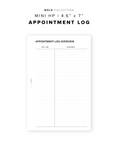 PR100 - Appointment Log - Printable Insert
