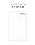 PR188 - My Ratings - Printable Insert