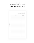 PR189 - The Spicy List - Printable Insert