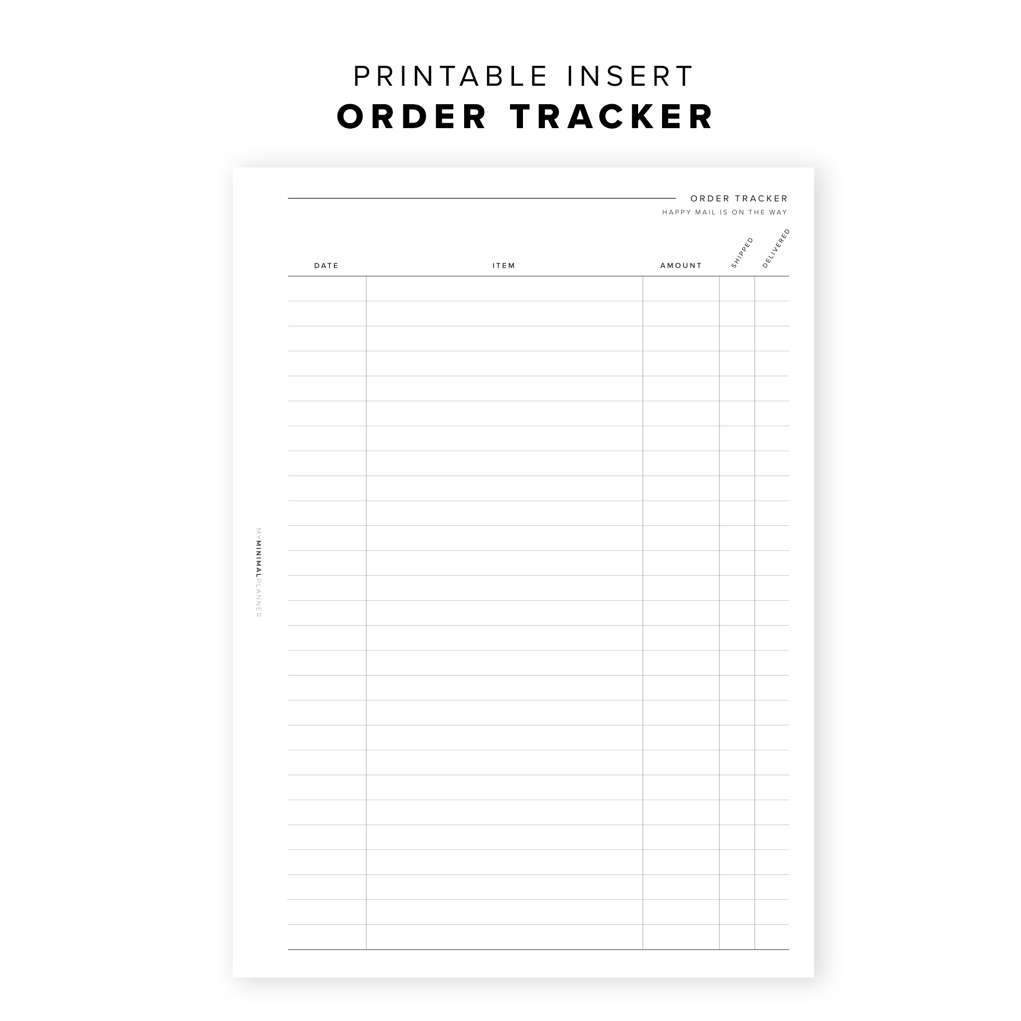 A6 Planner Inserts Purchase Tracker Printable Online Shopping List