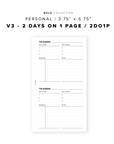 PR95 - V3: 2 Days on 1 Page / 2DO1P - Printable Insert