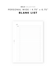 PR202 - Blank List - Printable Insert