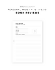 PR203 - Bookish Review V2 - Printable Insert