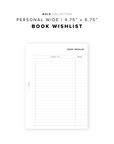 PR201 - Book Wishlist - Printable Insert