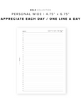 PR28 - Appreciate Each Day / One Line A Day - Printable Insert