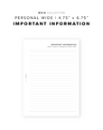PR210 - Important Information - Printable Insert