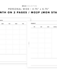 PR106 - Month on 2 Pages / MO2P - Printable Insert
