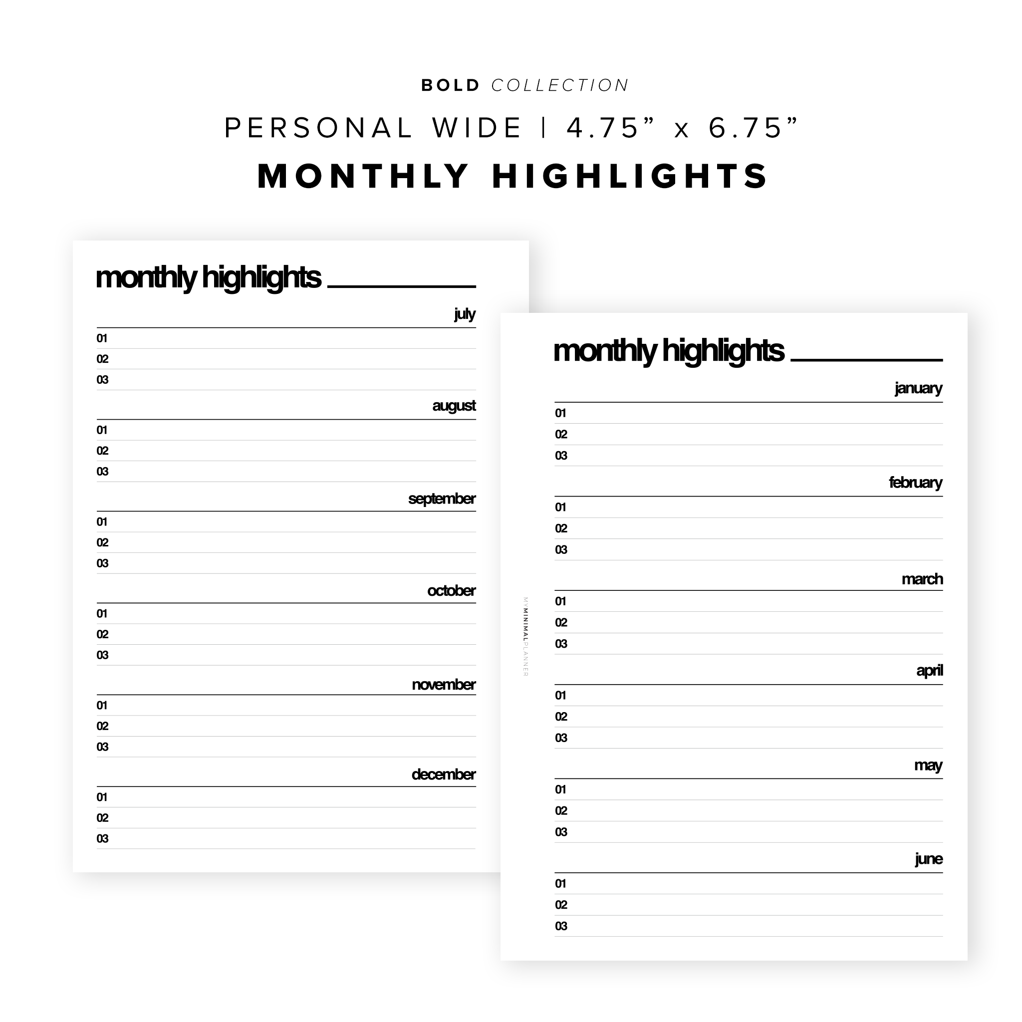 PR167 - Monthly Highlights - Printable Insert