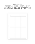 PR197 - Monthly Reads Overview - Printable Insert