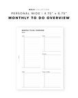 PR90 - Monthly To Do Overview - Printable Insert