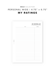 PR188 - My Ratings - Printable Insert