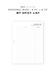 PR189 - The Spicy List - Printable Insert