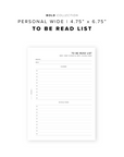 PR190 - To Be Read / TBR List - Printable Insert