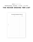 PR192 - The Never Ending TBR List - Printable Insert