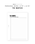 PR138 - To Watch - Printable Insert