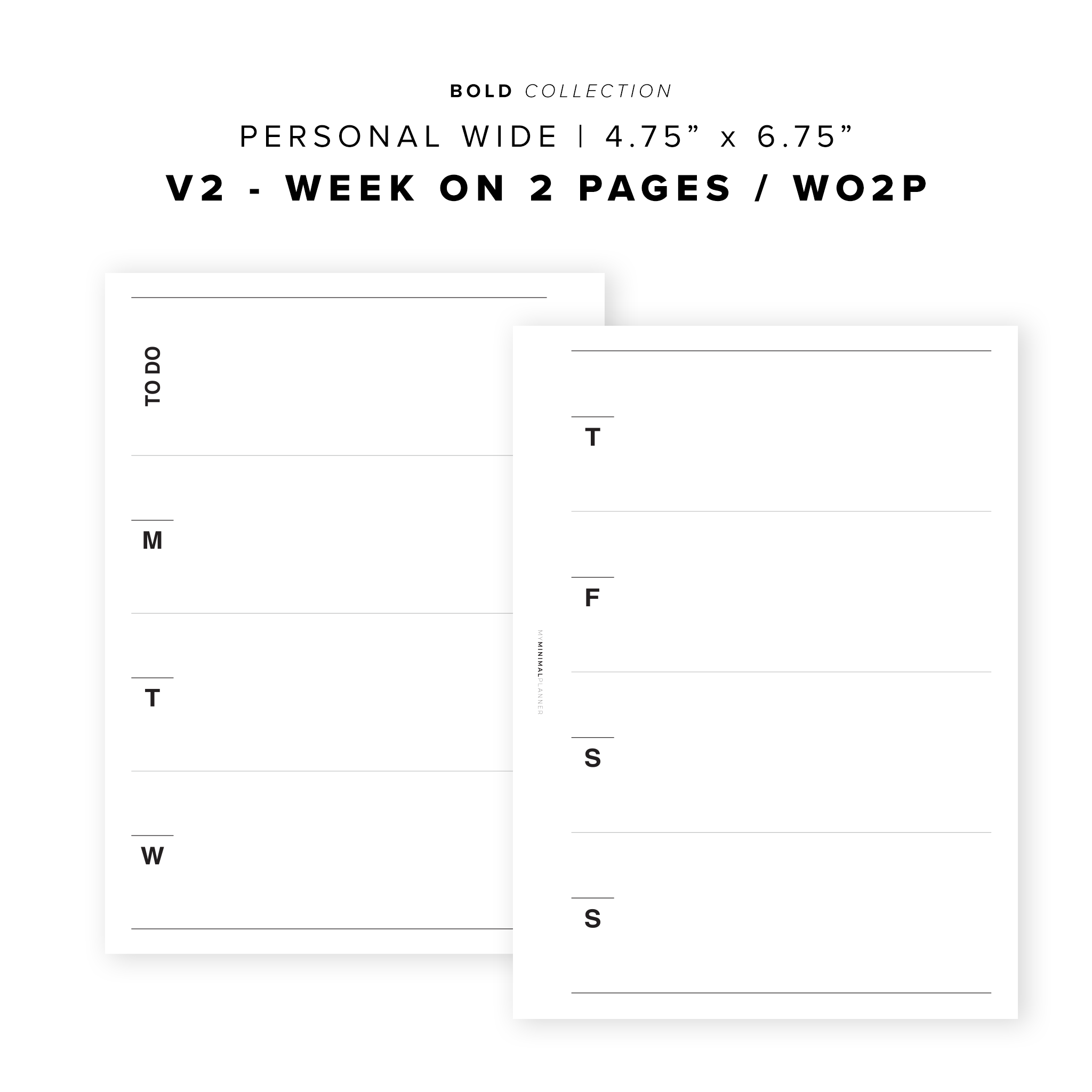 PR96 - V2 Week on 2 Pages / WO2P - Printable Insert